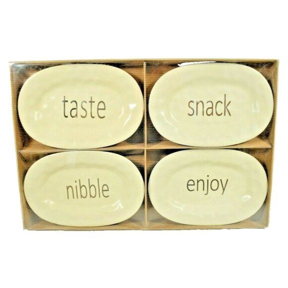ThirstyStone 4 Piece Ceramic Tapas Plates Nibble Enjoy Snack Taste New - Picture 1 of 3